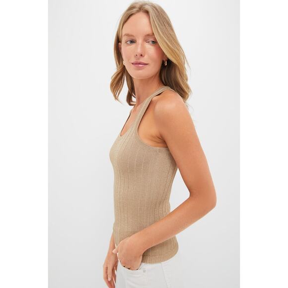 TUCKERNUCK Gold Metallic Knit Ari Tank Size M NWT Retail $88 Tuckernuck - Picture 6 of 8